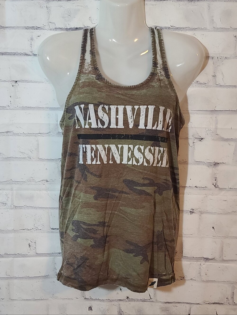 Nashville Camo Burnout Racerback Tank Top Small